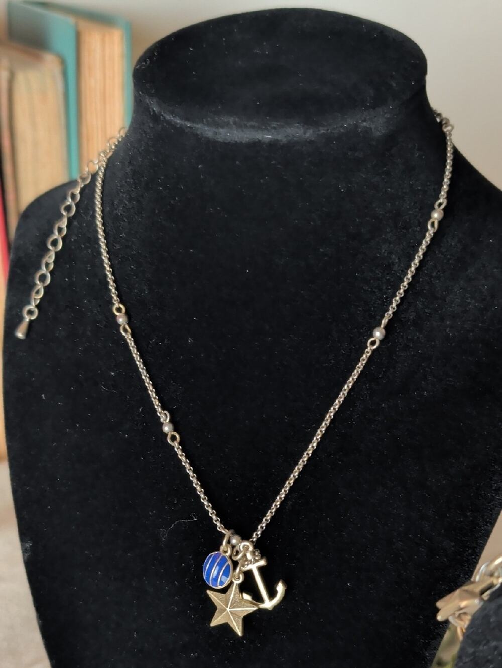 Lia Sophia Nautical Charm Necklace & Bracelet Set Coastal Prep Maritime Jewelry